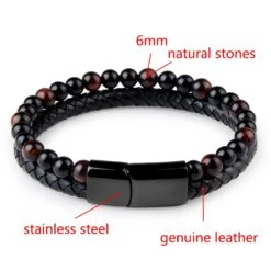 Bracelet Double Magnétique œil De Tigre (perles De 6 Mm) -EtoileHarmonie Promos Boutique 2019 mode hommes bijoux pierre naturelle bracelet en cuir v ritable noir en acier inoxydable fermoir 1