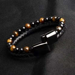 Bracelet Double Magnétique œil De Tigre (perles De 6 Mm) -EtoileHarmonie Promos Boutique 2019 mode hommes bijoux pierre naturelle bracelet en cuir v ritable noir en acier inoxydable fermoir