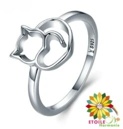 Bague Chat Et Cœur En Argent