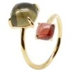 Bague Ajustable Cabochon Cristal Quartz Et Grenat