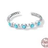 Bague Ajustable Torsadée Turquoise Argent 925