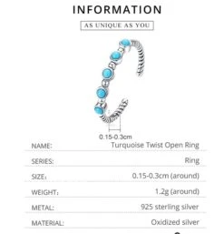 Bague Ajustable Torsadée Turquoise Argent 925 -EtoileHarmonie Promos Boutique bague ajustable torsadee turquoise argent 925 etoileharmonie fr 4