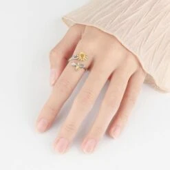 Bague Ajustable Tournesol Petit Abeille En Argent Sterling 925 -EtoileHarmonie Promos Boutique bague ajustable tournesol petit abeille etoileharmonie 2