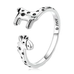 Bague Animale Originale En Argent 925 Sterlings - Éléphant Ou Girafe Au Choix