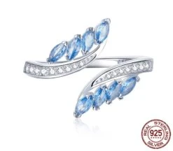 Bague Ouverte Harmonie Bleue Argent Sterling 925