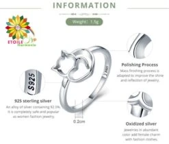Bague Chat Et Cœur En Argent -EtoileHarmonie Promos Boutique bague zen argent oiseau arbre de vie etoileharmonie 1 1