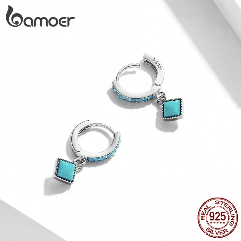 Boucles Oreilles Vintage Turquoise En Argent 925 4 Boucles Oreilles Vintage Turquoise En Argent 925 – Image 4