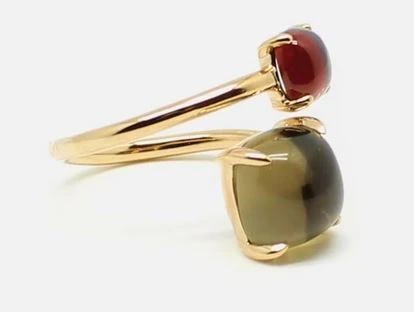 Bague Ajustable Cabochon Cristal Quartz Et Grenat 2 Bague Ajustable Cabochon Cristal Quartz Et Grenat – Image 2