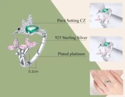 Bague Femme Colibri Fleurie Harmonie Réglable En Argent Sterling 925 -EtoileHarmonie Promos Boutique bijoux argent bague femme colibri fleurie harmonie etoileharmonie fr