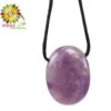 Collier Cordon Améthyste Pendentif Pierre Ovale Percée