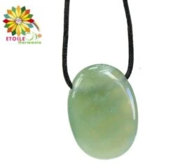 Collier Cordon Serpentine Pierre Pendentif Pierre Ovale Percée