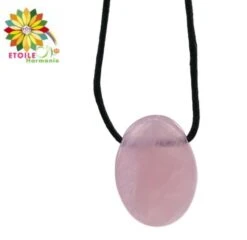 Collier Cordon Quartz Rose Pierre Ovale Percée