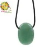 Collier Cordon Aventurine Verte Pierre Pendentif Pierre Ovale Percée