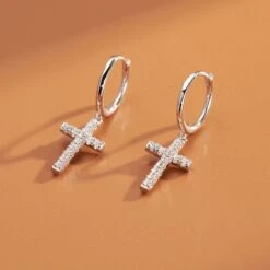 Boucles D'oreilles Croix En Zircon 12 Boucles D'oreilles Croix En Zircon -EtoileHarmonie Promos Boutique boucles oreilles croix en zircon etoileharmonie fr 3