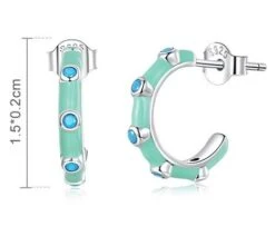 Boucles D'oreilles Demie-cercle Turquoise En Argent 925 -EtoileHarmonie Promos Boutique boucles oreilles turquoise argent 925 etoileharmonie fr 4