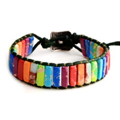 Bracelet D’harmonisation Bohême Des 7 Chakras -EtoileHarmonie Promos Boutique chanfar 7 chakra bracelet boh me fait la main en pierre naturelle tube perles en cuir 1