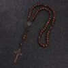 Chapelet Croix Perles Bois