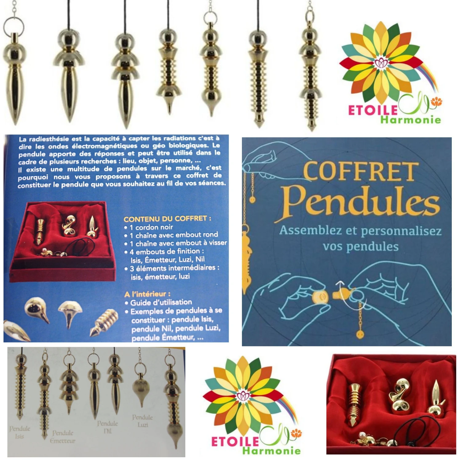 Coffret Pendules Multiples Type égyptien Isis Emetteur Luzi Nil ... 1 Coffret Pendules Multiples Type égyptien Isis Emetteur Luzi Nil ...