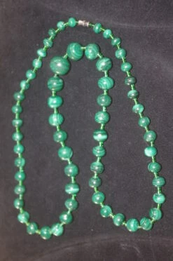 Collier Malachite Perles En Pierre Naturelle Vintage