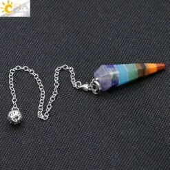 Pendule Pointe Des Chakras -EtoileHarmonie Promos Boutique csja 2016 reiki charme pyramide 7 chakra naturel gem pierre arc en couches radiesth sie gu 3