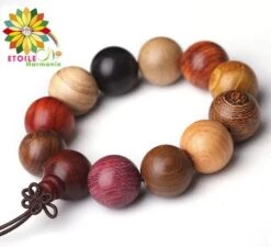 Bracelet Perles Bois Santal Bouddhiste - Fait Main