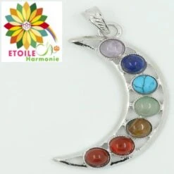 Pendentif Croissant De Lune 7 Chakras