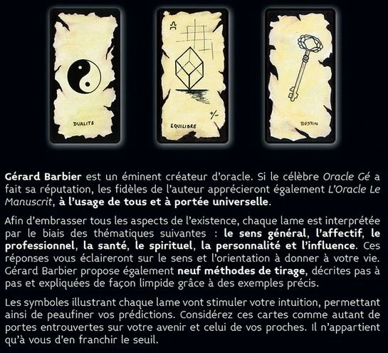 Oracle Le Manuscrit - Gérard Barbier - Cartomancie 4 Oracle Le Manuscrit - Gérard Barbier - Cartomancie – Image 4