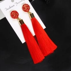 Boucles D'oreilles Bohème Suspendu En Tissu 9 Boucles D'oreilles Bohème Suspendu En Tissu -EtoileHarmonie Promos Boutique hocole boh me cristal gland boucles d oreilles noir blanc bleu rouge rose tissu de soie 3