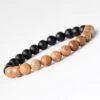 Bracelet Perles Onyx Et Bois