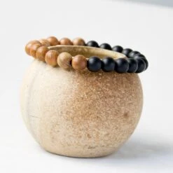 Bracelet Perles Onyx Et Bois -EtoileHarmonie Promos Boutique nouveaux hommes perles en bois naturel bracelets noir mat onyx m ditation pri re perle bracelet 5