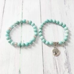 Bracelet Duo Arbre De Vie Turquoise -EtoileHarmonie Promos Boutique ruberthen arbre de vie bijoux yoga mala bracelet pierre de gu rison protection lastique perl bracelet 1