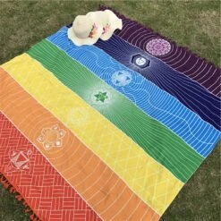Tapis De Yoga Ou Méditation (symbolisant Les Chakras) -EtoileHarmonie Promos Boutique tapis yoga meditation sport chakras mandala zen etoilehamonie 3