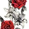 Tatouage Corporel Roses Rouges Lys
