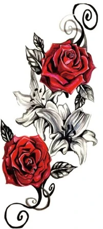 Tatouage Corporel Roses Rouges Lys